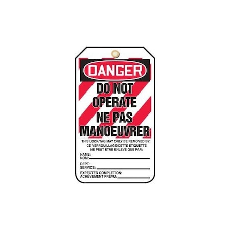 Accuform French Bilingual Safety Tags, DANGER DO NOT OPERATE, 5.75in x 3.25in, HS-Laminate, 25PK TCF202LTP
